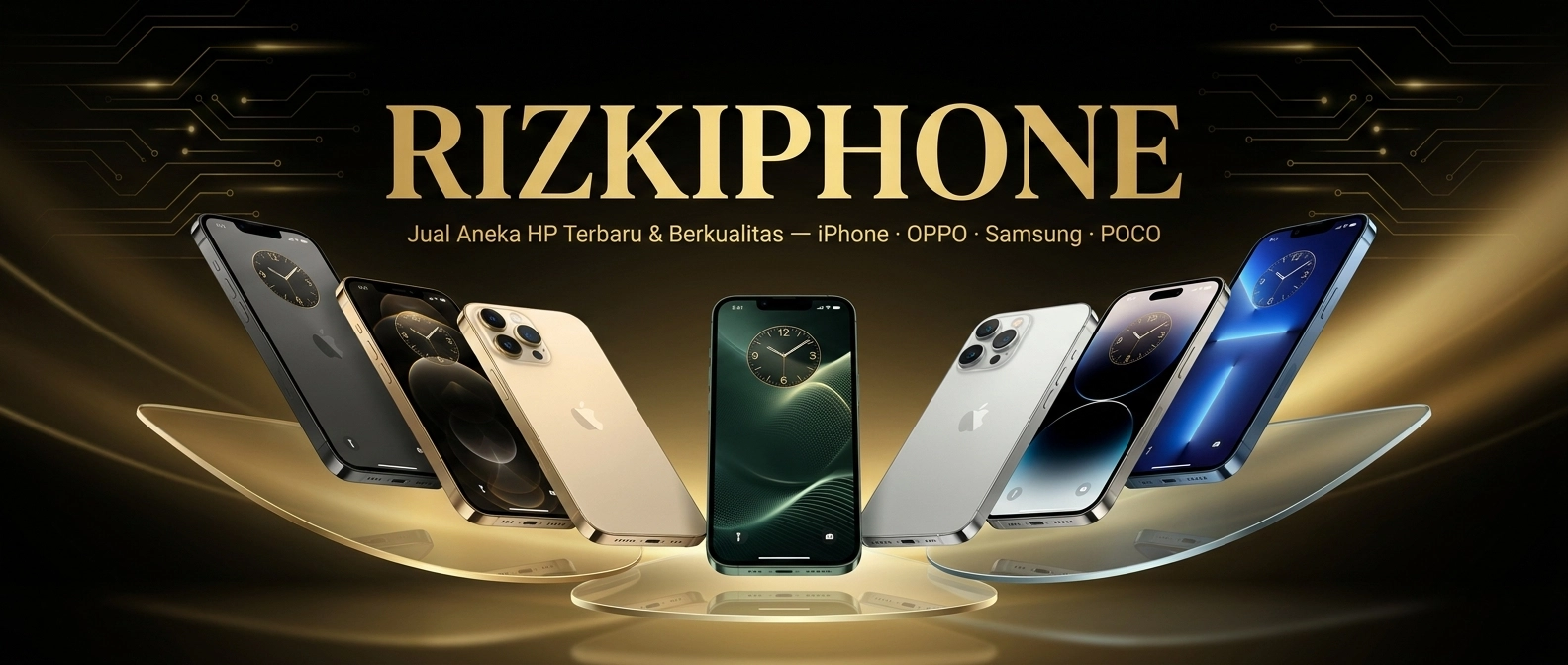 Banner promo RIZKIPHONE - jual iPhone, OPPO, Samsung, POCO terbaru & berkualitas